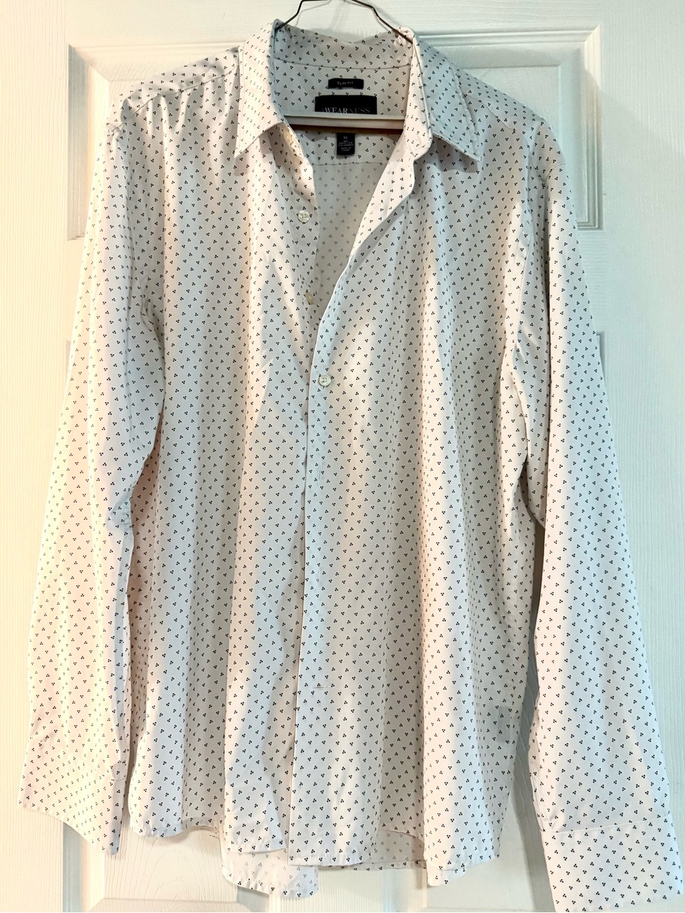 Kenneth Cole Men’s White Patterned Dress Shirt